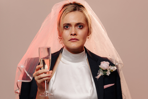 Laura Meredith as Jodie, the bride, in Baby, He Loves You